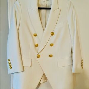 Veronica Beard Cream Blazer with Gold Buttons